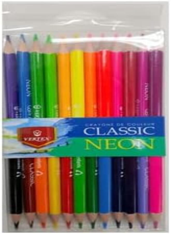 Vertex Classic Neon Pencil Set 2 Tips 12 pcs 24 Colors - Multi Color